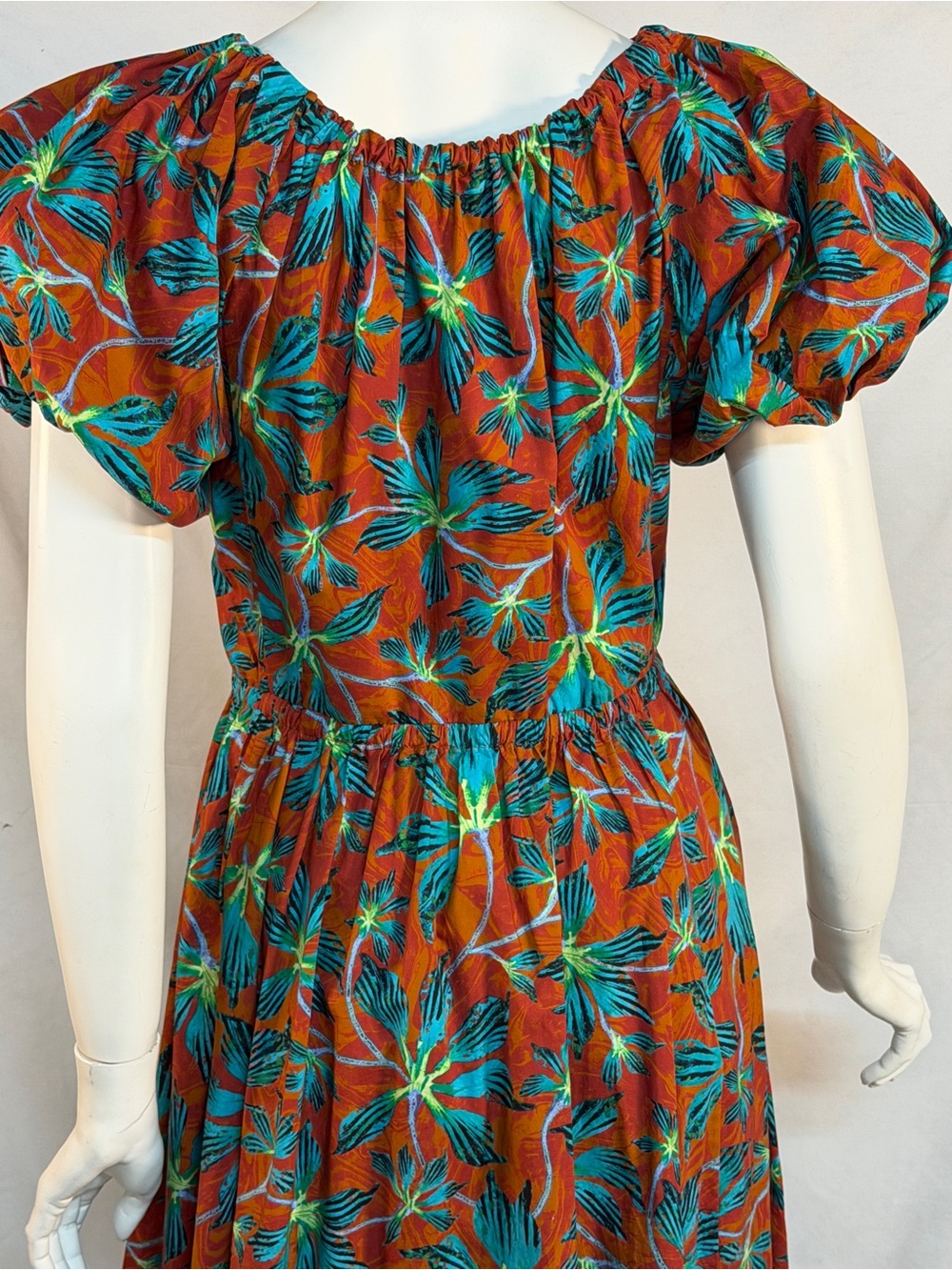 Ulla Johnson Rust Floral Midi Skirt with Teal Botanicals - Picture 4 of 10